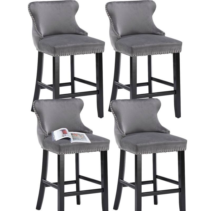 Upholstered Wing Back Bar Stools (Set of 4)