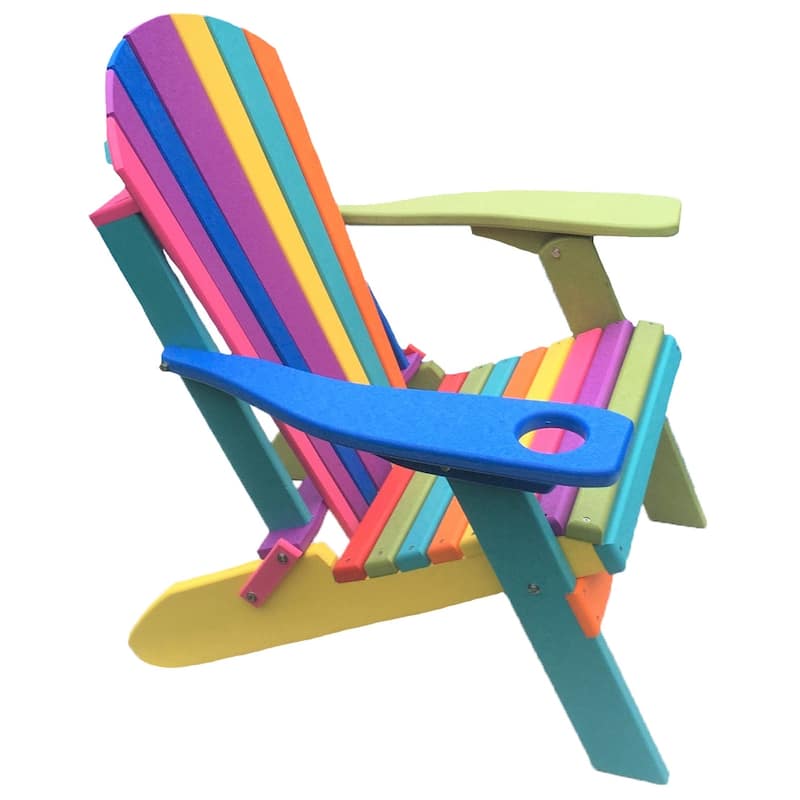 Kaleidoscrope Collection Poly Lumber Confetti Folding Adirondack Chair - No Smart Phone Holder - Confetti