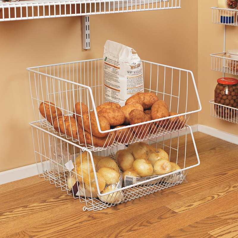 ClosetMaid White Steel Stack or Mount Wire Storage Basket