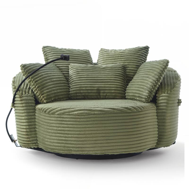 360° Swivel Chair Accent Barrel Chair Corduroy Round Sofa Chair