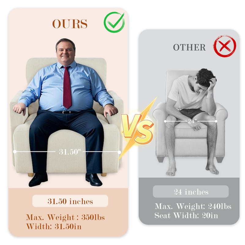 GDFStudio - Oversized 35" Accent Chair with Storage Ottoman