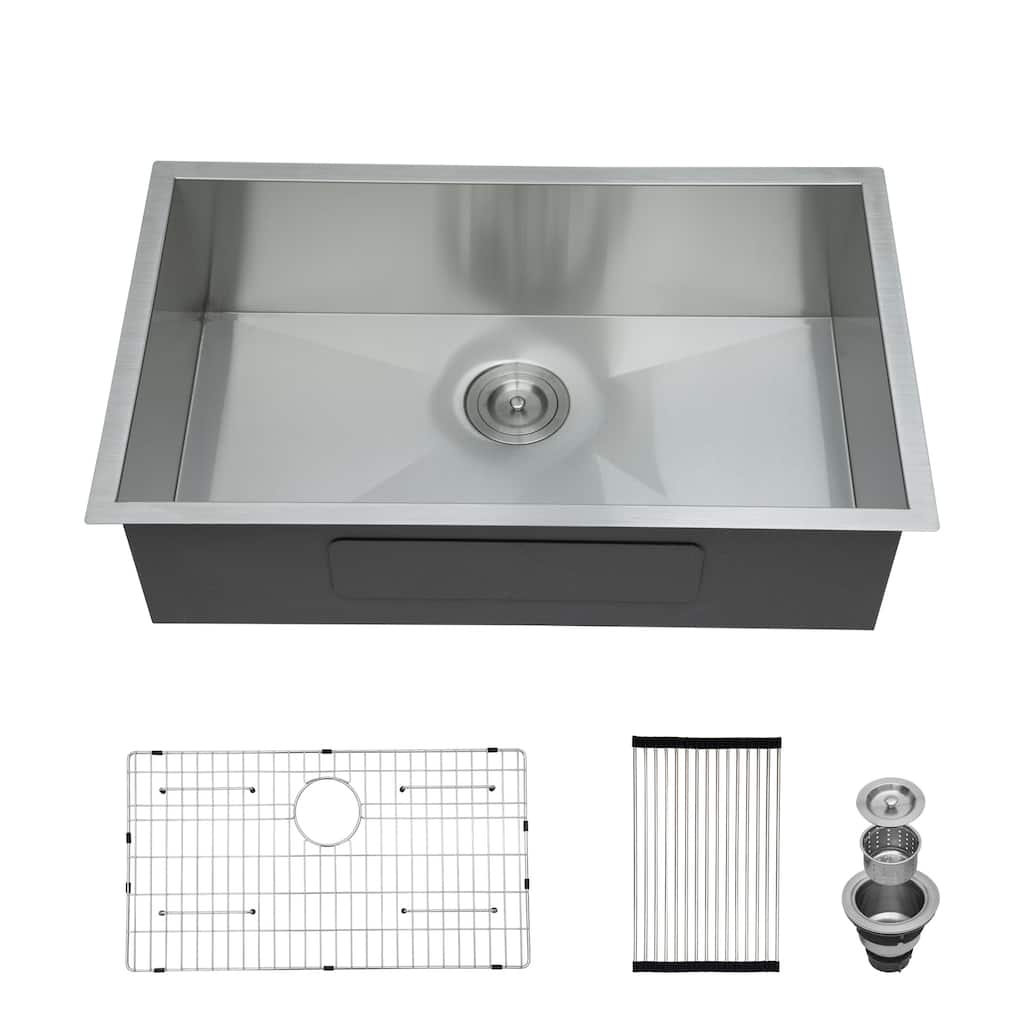 Undermount Stainless Steel Kitchen Sink 16 Gauge 9 Inch Deep Single Bowl Kitchen Sink Basin