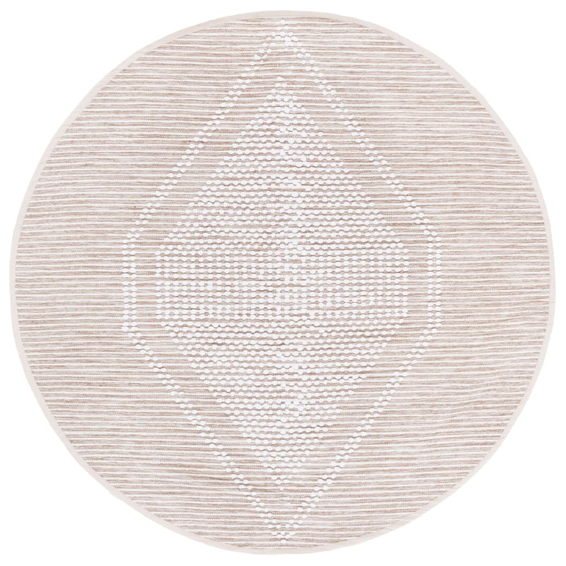 SAFAVIEH Handmade Montauk Bryngerdur Casual Cotton Rug - 6' Round - Beige/Ivory
