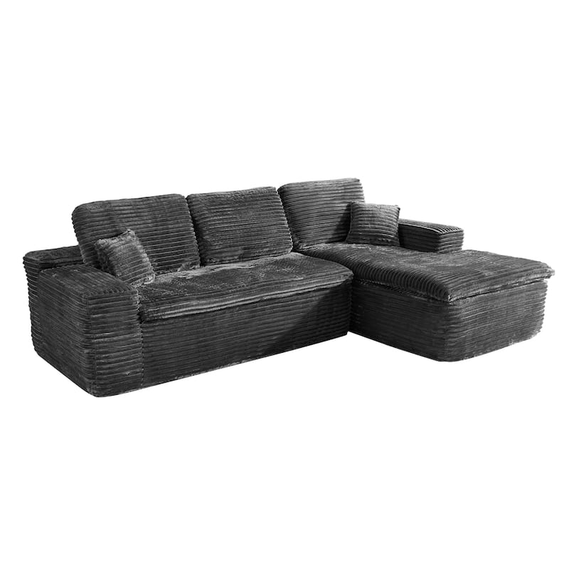 HOOOWOOO Upholstered Fabric Sectional Sofa Couch with Chaise