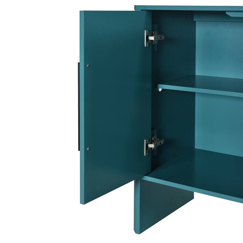 Sideboard Cabinet with Adjustable Shelves, Wooden Storage Cabinet with Long Handles, Kitchen Buffet Cabinet with 4 Door