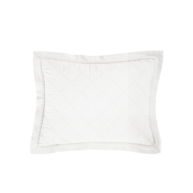 HiEnd Accents Linen Cotton Diamond Quilted Boudoir Pillow, 12"x16" - Vintage White