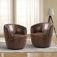 preview thumbnail 5 of 56, 2 Set Faux Leather Club Swivel Barrel Accent Chair Coffee