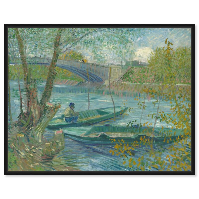 Fishing in Spring Canvas by Art Remedy - Black - 24" x 20"