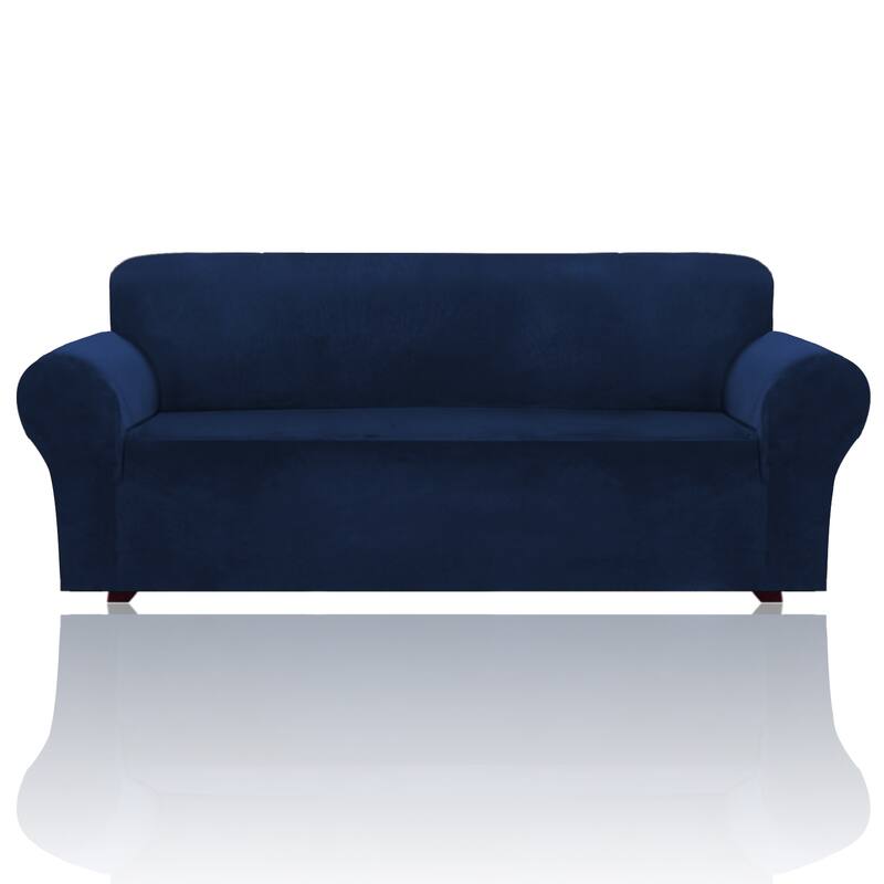 1-Piece Stretch Velvet Plush Sofa Slipcover