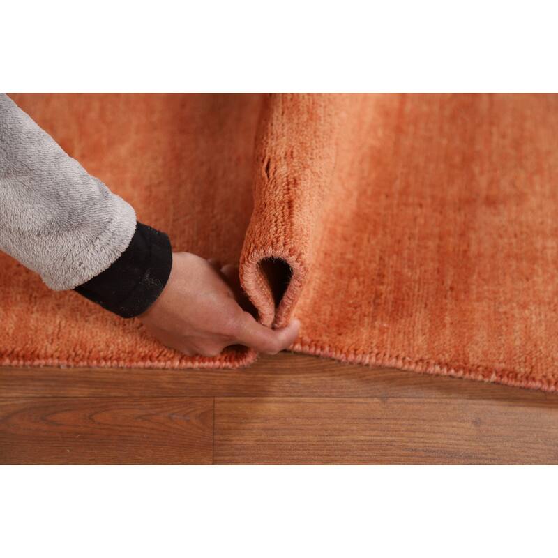 Orange Modern Gabbeh Oriental Area Rug Handmade Wool Carpet - 6'6" x 9'9"