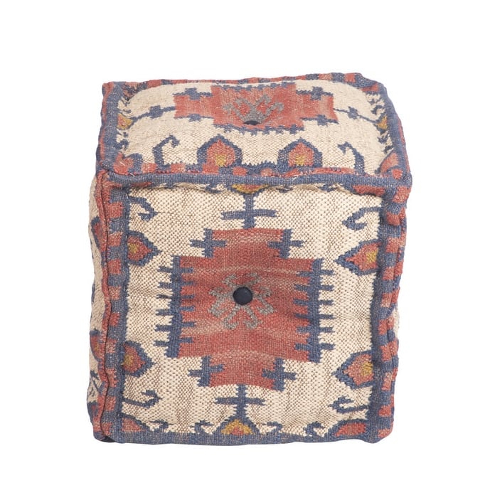HERAT ORIENTAL Handmade Kilim Ottoman - 16" x 16" x 16"