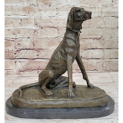 Bronze Service Imitative Dog W/ Vest Statue Sculpture Figure Figurine 10” X 10”