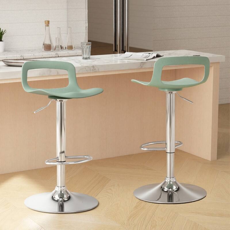 Adjustable Barstools Airlift Counter Bar Pub Height Stools with Plastic Seat Set of 2