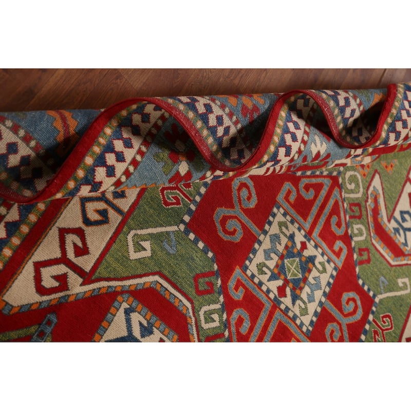 Red Kazak Oriental Area Rug Hand-Knotted Wool Carpet - 6'8" x 9'11"