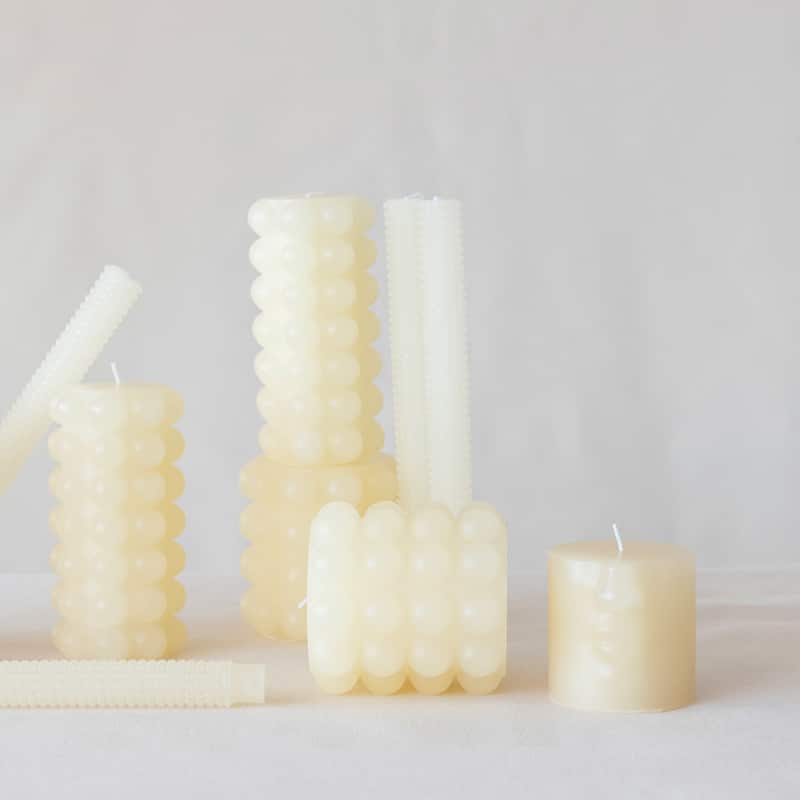 Unscented Hobnail Taper Candles in Box - 1.0"L x 1.0"W x 10.0"H