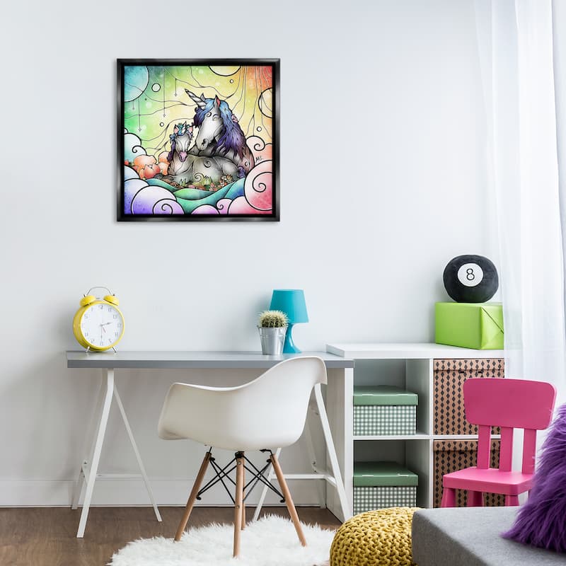Stupell Deco Style Unicorns Framed Floater Canvas Wall Art Design By Mandie Manzano