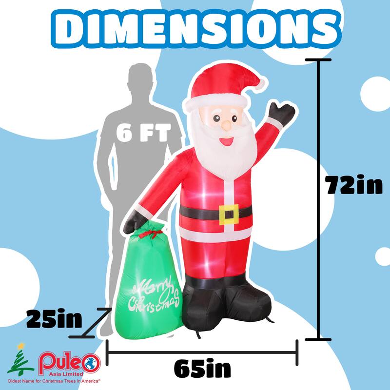 Puleo International 6 ft. Lighted Blow-Up Inflatable Santa Clause