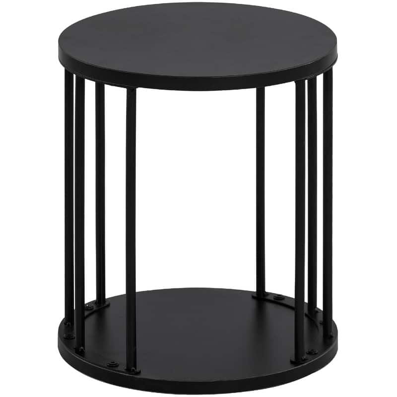 Small Round Wooden Step Stool for Kids Adults - 11.81"D x 11.81"W x 13.58"H - Black