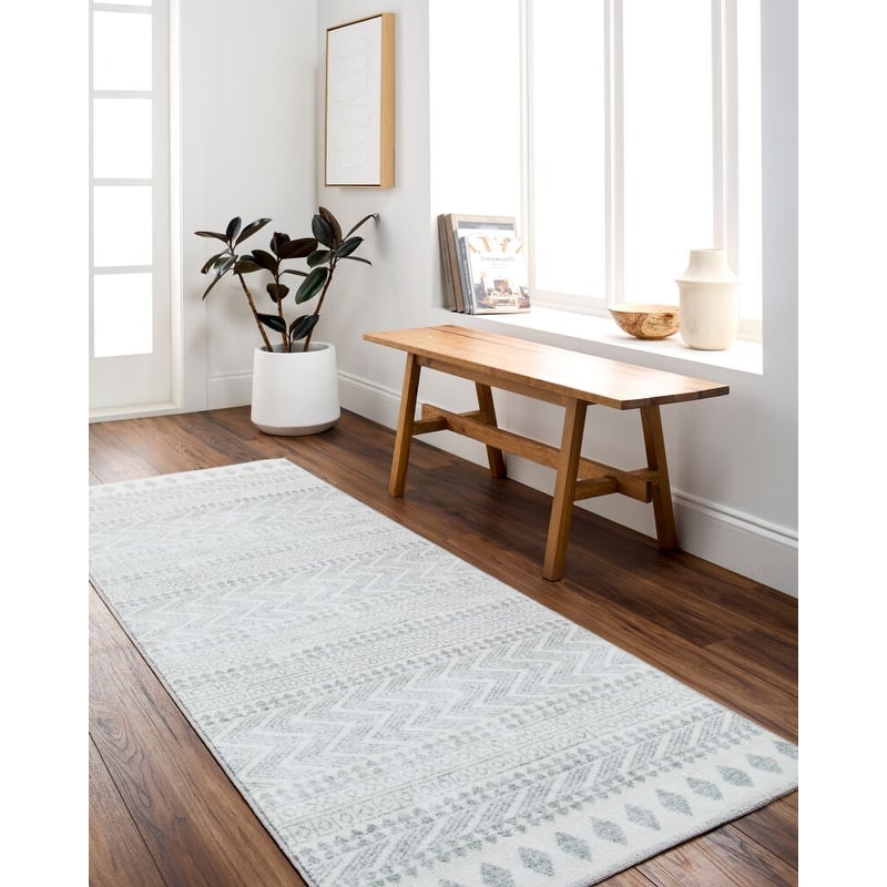 Livabliss Hera Moroccan Geometric Washable Area Rug - Grey/Ivory - 8' 10" x 11' 10"