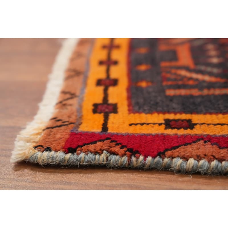 Hand Knotted Oriental 100% Wool Carpet Traditional Tribal Red Tabriz Runner Rug - 9' 6'' X 3' 11''