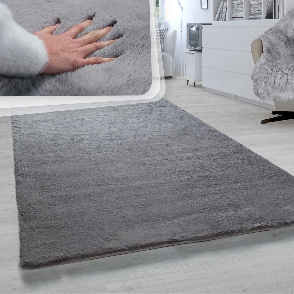 Solid High Pile Area Rug Cosy Luxurious Touch Super Soft