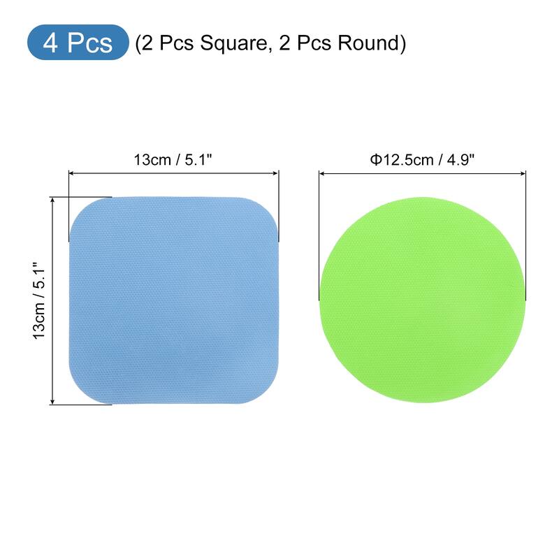 4Pcs Rubber Jar Opener Grippers Pads, Heat-insulated Grippers Pads - Blue Green
