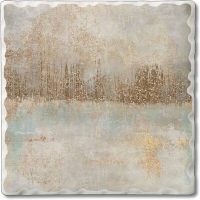 Absorbent Stone Tumbled Tile Coasters, Gilded Quartz, Set of 4
