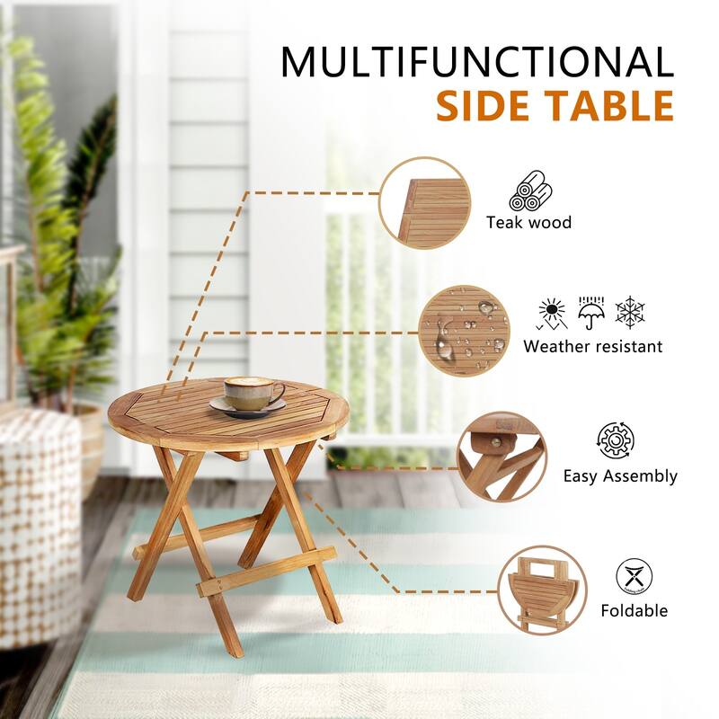 Folding Patio Table Garden Outdoor Balcony Furniture Teak Wood