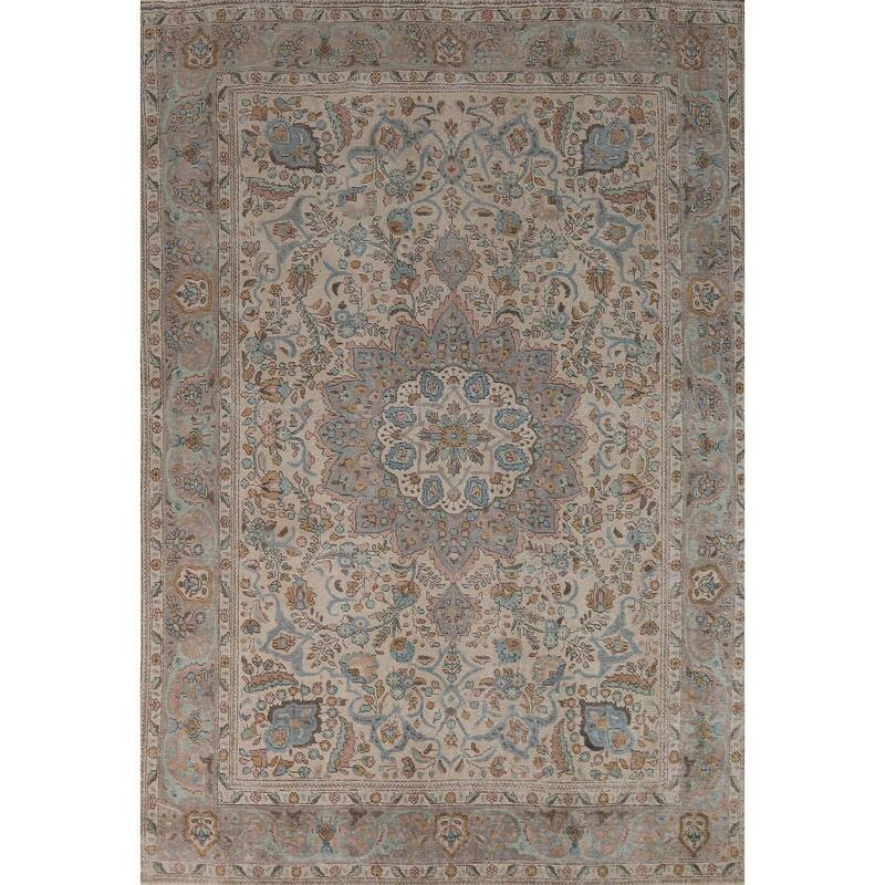 Medallion Tabriz Persian Area Rug Handmade Living Room Wool Carpet - 8'4"x 11'7"