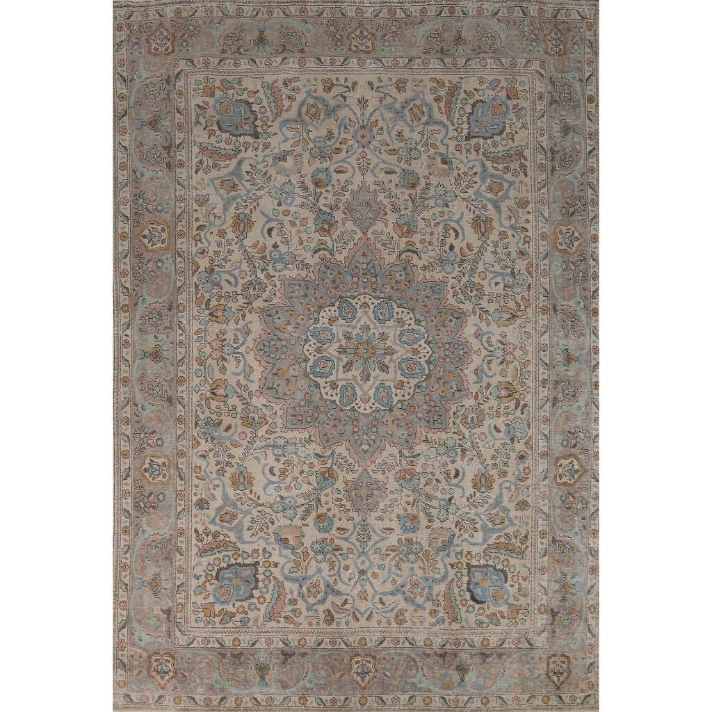 Medallion Tabriz Persian Area Rug Handmade Living Room Wool Carpet - 8'4"x 11'7"
