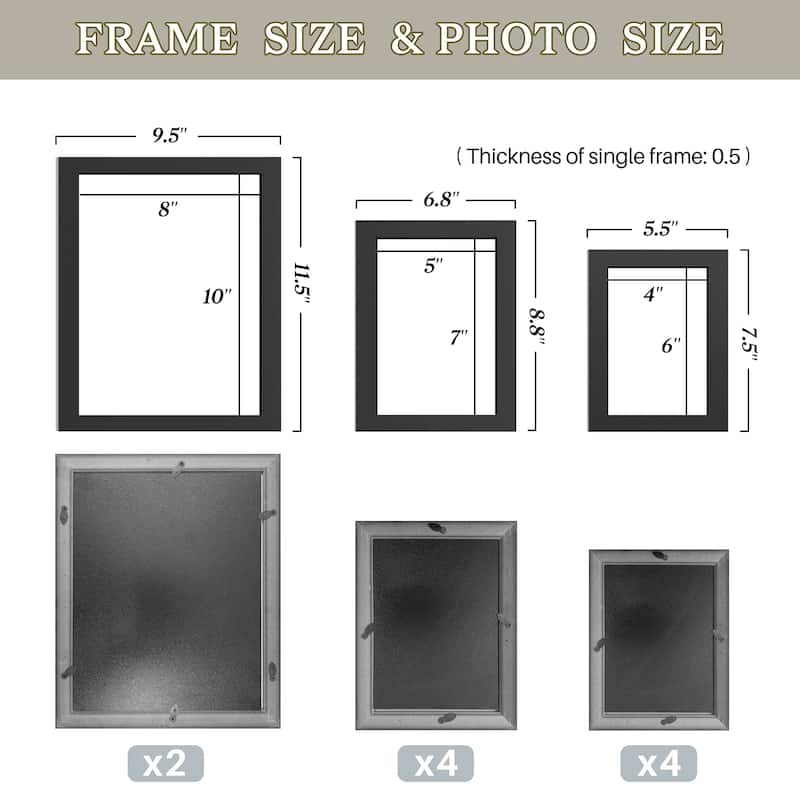 HELLO LAURA 10 Opening Black Wall Hanging Photo Frame Set