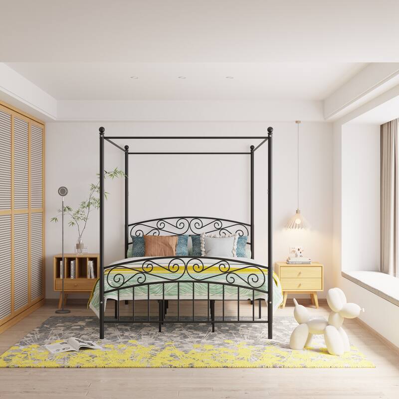 Queen Size Canopy Bed with Headboard