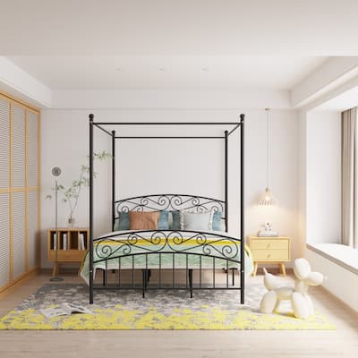 Queen Size Canopy Bed with Headboard