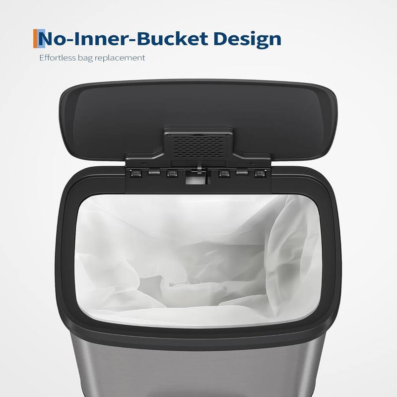 13 Gallon/50 Liter Metal Large Trash Can with Lid, Suitable for Kitchen, Office, Bedroom Trash Can