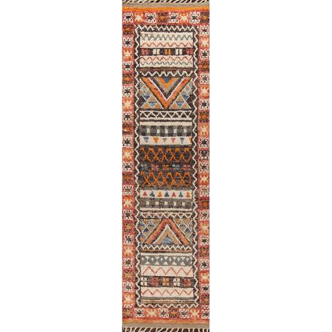Tribal Geometric Oriental Moroccan Runner Rug Hand-knotted Wool Carpet - 2'11" x 12'8"