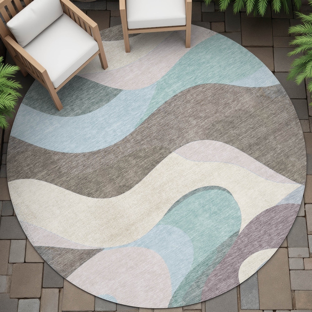 Machine Washable Indoor/Outdoor Casual Contemporary Chantille Rug