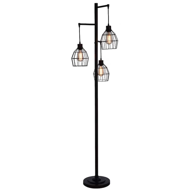 Carbon Loft Memnet 3-light Caged Wire Pendant Floor Lamp