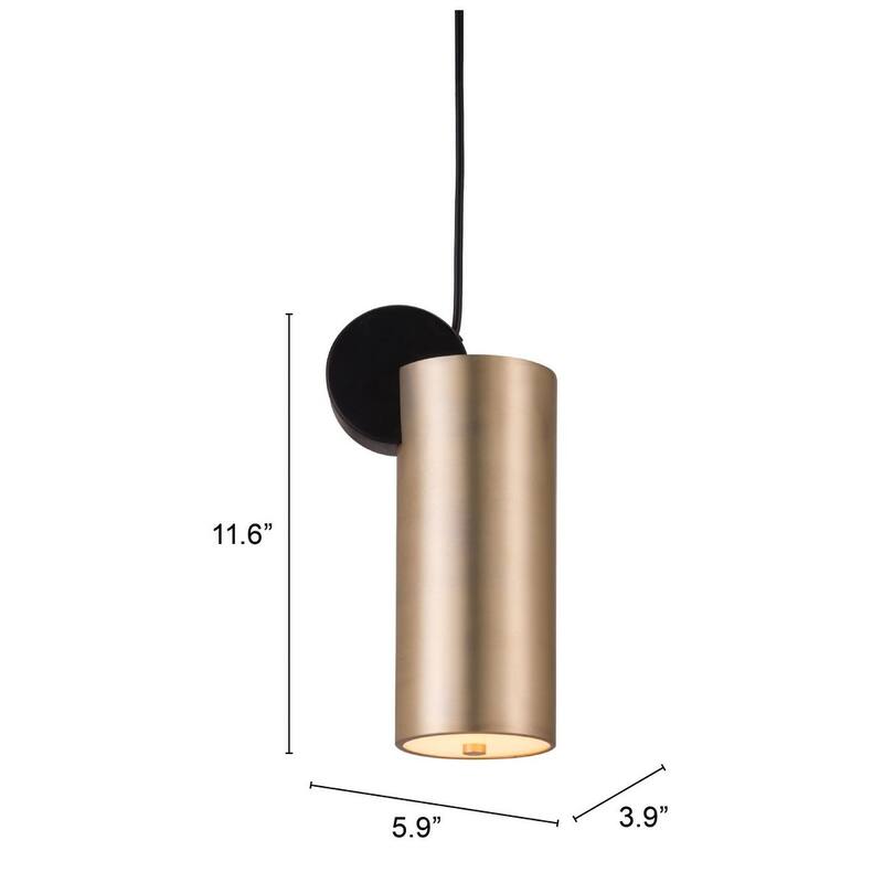 HomeRoots Gold Deco Cylinder Ceiling Lamp - 7' X '13' X '7