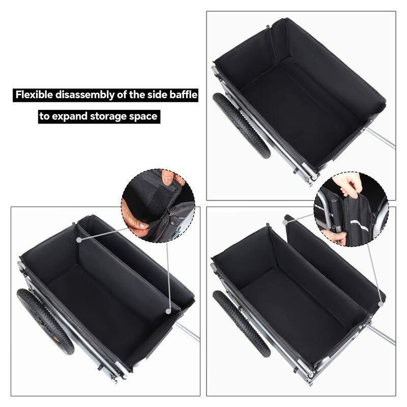 Bike Cargo Trailer, 110lbs Load Capacity, Heavy-Duty Bicycle Wagon Cart, Foldable Compact Storage, Featuring upgraded Fat tires