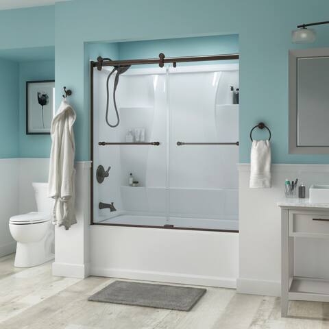 Delta Windemere 60" Wide Sliding Frameless Tub Door with Clear Glass - Bronze