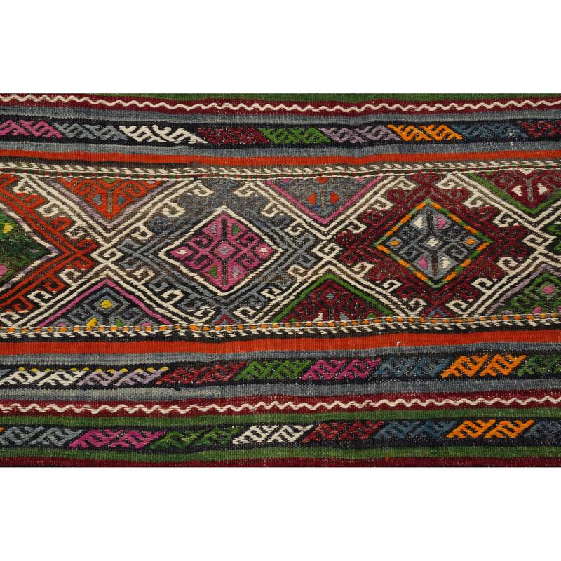 Hand Woven Oriental 100% Wool Carpet Southwestern Tribal Multi-Colored Kilim Area Rug - 7' 11'' X 5' 3''