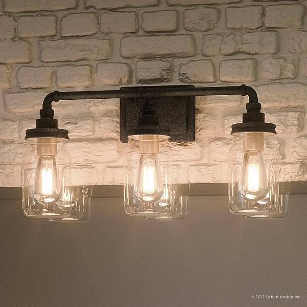 Luxury Industrial Antique Black Bathroom Light (21.5 in.) - 11" H, 21.5" W, 6" Dep
