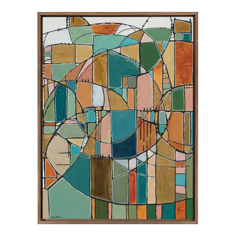 Kate and Laurel Sylvie Stardust Chords Framed Canvas by Leah Nadeau - 28x38 - Plastic - Gold