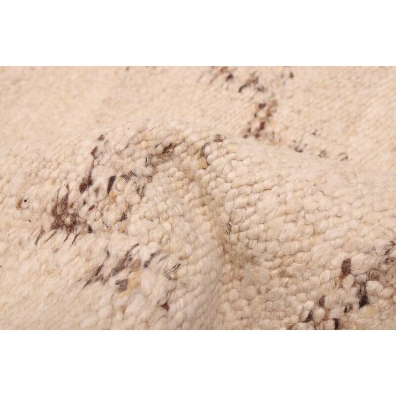 ECARPETGALLERY Hand Woven Looma Cream Wool Rug - 7'10 x 9'10