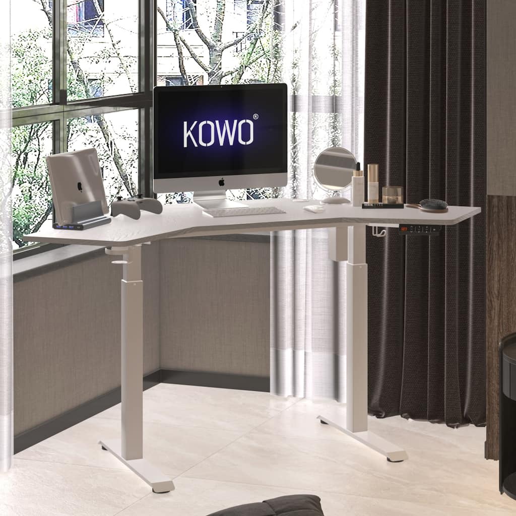 KOWO K314 Corner Electric Standing Desk L Shaped Height Adjustable Workstation for Home Office, Sit Stand Computer Desk