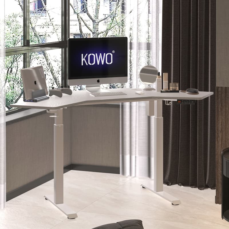 KOWO K314 Corner Electric Standing Desk L Shaped Height Adjustable Workstation for Home Office, Sit Stand Computer Desk