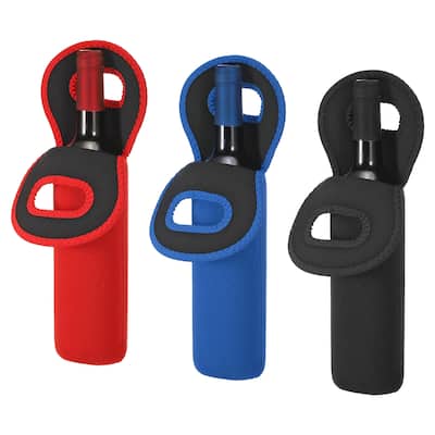 Wine Carrier Tote, 3pcs 4.7"x15" Wine Bottle Carrying Bag - Blue, Black, Red