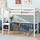 preview thumbnail 3 of 16, White Twin High Loft Bed with Safety Guardrail,Built-in desk,Ladder