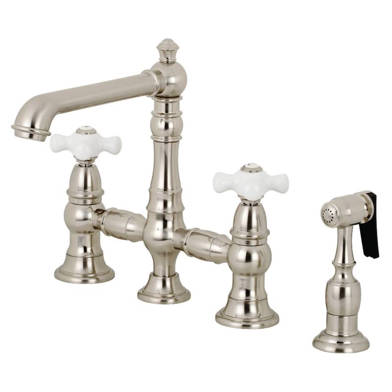 Kingston Brass English Country Bridge Kitchen Faucet with Sprayer