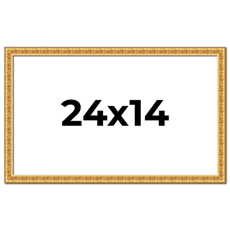 24x14 Frame Gold Real Wood Picture Frame Width 1 inches | Interior